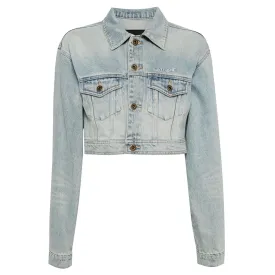 Sky Blue Womens Cropped Denim Blouson