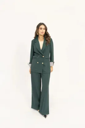 Spring Summer 24 - Aiyla Dark Green Golde Button Double Brested Suit