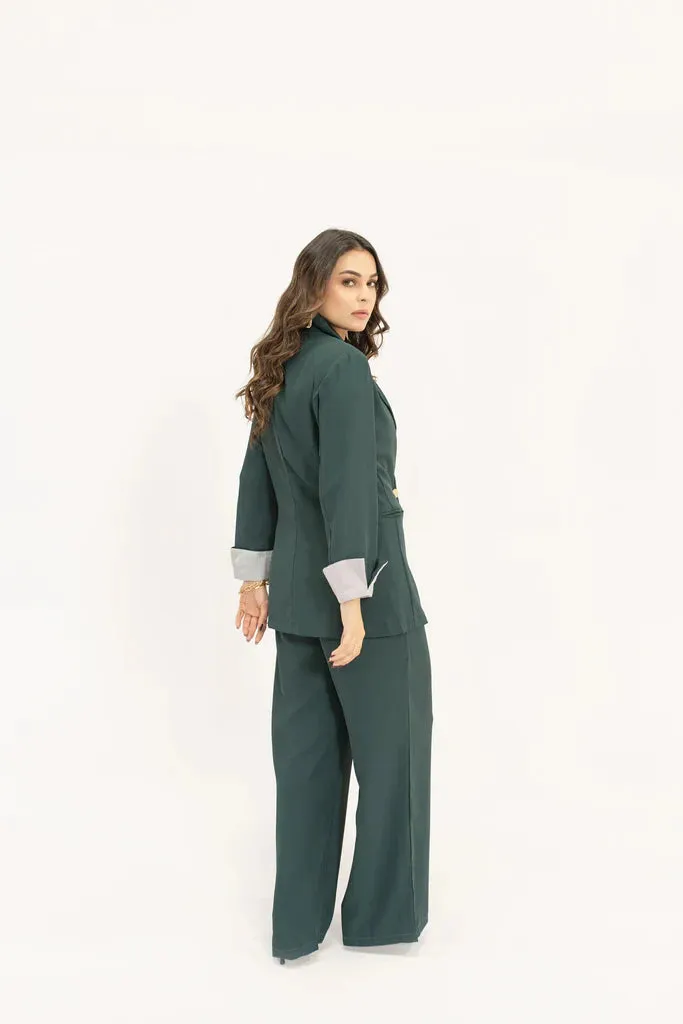 Spring Summer 24 - Aiyla Dark Green Golde Button Double Brested Suit