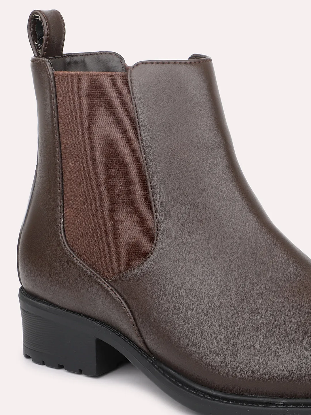 Women Brown Mid-Top Chelsea Boots