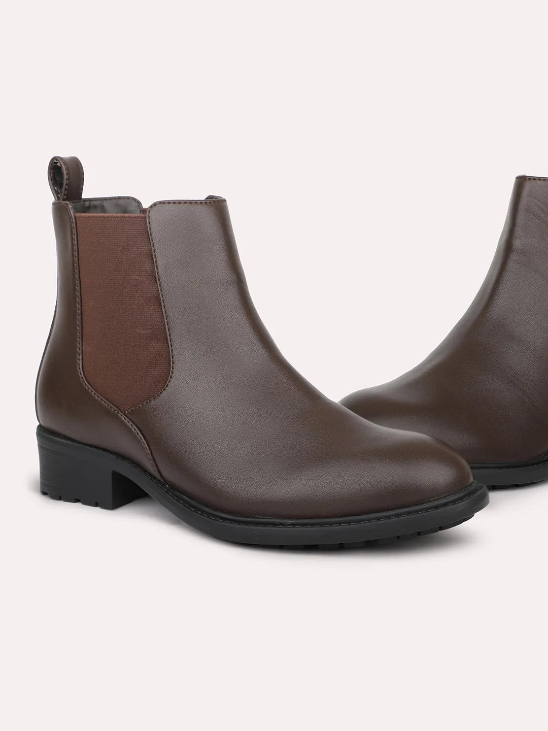 Women Brown Mid-Top Chelsea Boots