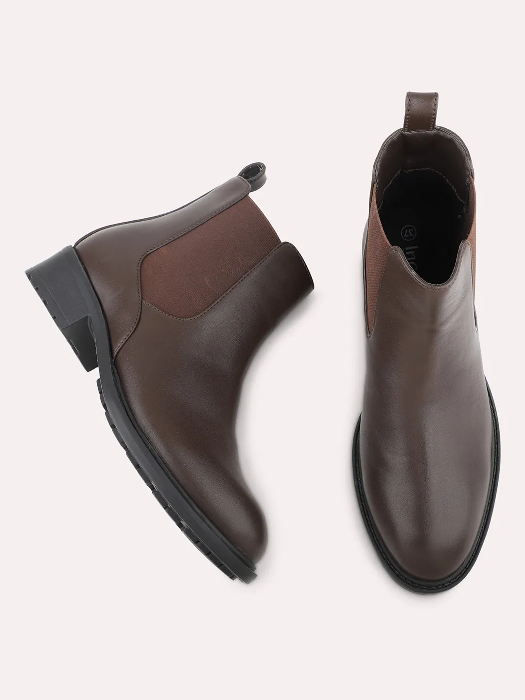 Women Brown Mid-Top Chelsea Boots
